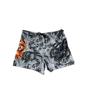 Ed Hardy Men’s Skull Panther 5" Mesh Basketball Shorts Grey Eagle Snake XL